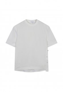 [23SS] LJS41115 아이보리 세미오버핏 우븐 믹스 반팔 티셔츠