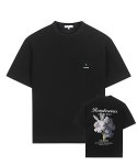 리버클래시(LIBERCLASSY) LJS41156 블랙 세미오버핏 플라워 아트웍 티셔츠