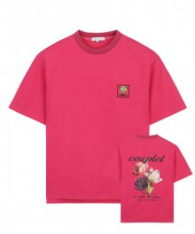[23SS] LJS41162 핑크 세미오버핏 컬러 플라워 아트웍 티셔츠