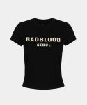 배드블러드(BADBLOOD) 레더 로고 숏슬리브 - 블랙
