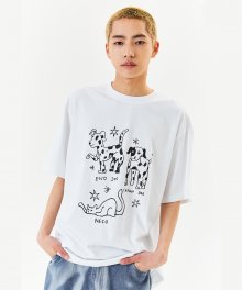 MG PUP & CAT COLLAGE T-SHIRT - WHITE