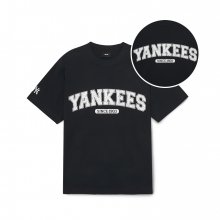 바시티 로고 오버핏 반팔 티셔츠 NY (Black)