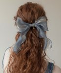 메리모티브(MERRYMOTIVE) Blue organza ruffle ribbon hairpin