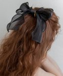 메리모티브(MERRYMOTIVE) Black organza ruffle ribbon hairpin