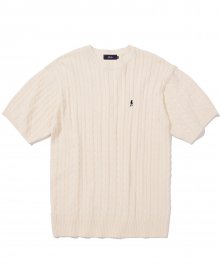 HERITAGE DAN CABLE KNIT TEE IVORY