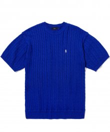 HERITAGE DAN CABLE KNIT TEE BLUE