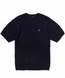HERITAGE DAN CABLE KNIT TEE NAVY