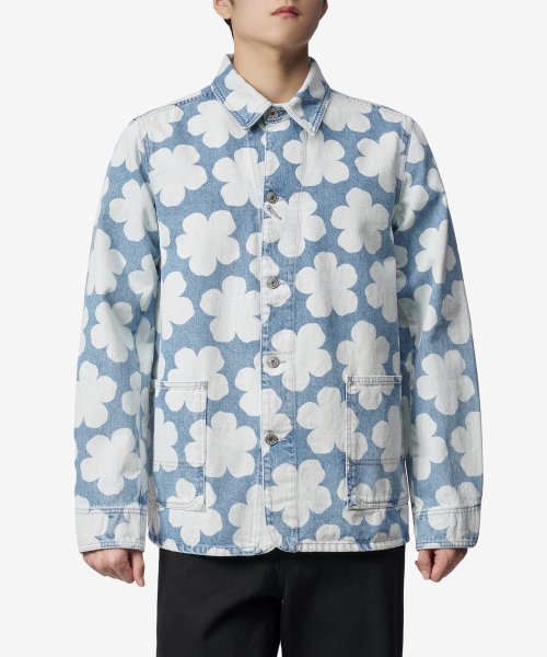 Floral Denim Jacket in White - Kenzo