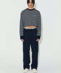 노앙(NOHANT) STRIPE CROPPED LONG SLEEVE T SHIRT NAVY