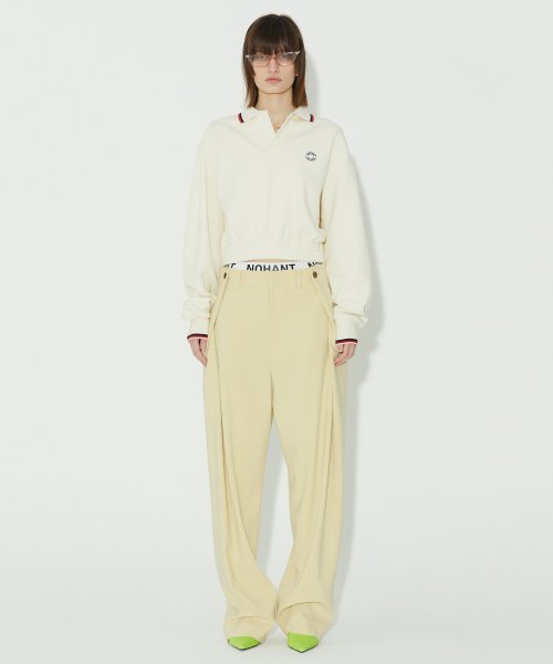 LOGO CROPPED PIQUE SHIRT IVORY