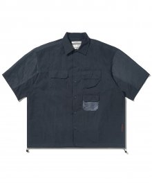 Utility Mesh Pocket Short Sleeve Shirt Charcoal