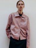 엣드맹(ETDEMAIN) 에코 레더 블루종 자켓 - 핑크