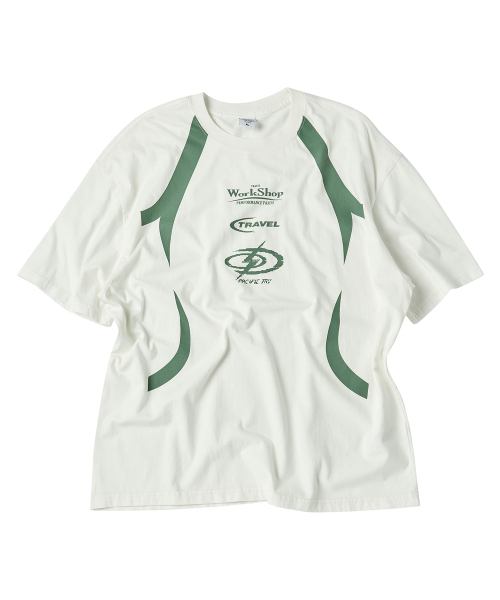 트래블(travel) 로고 라인업 피그먼트 반팔티 크림