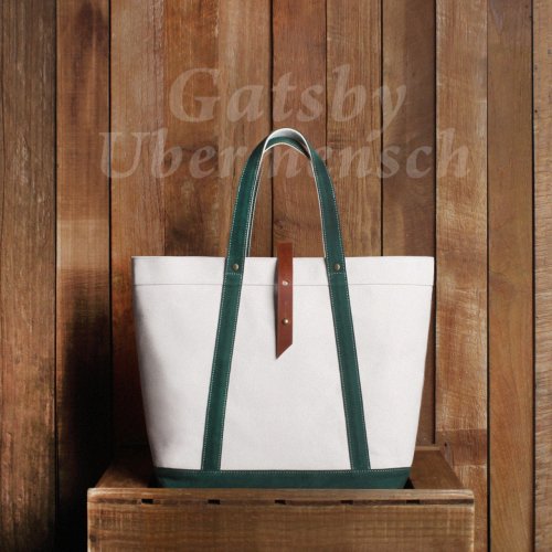 Gatsby Cross & Tote Bag - White Canvas ( Green Strap )