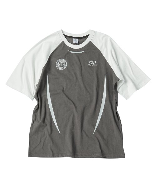 CURVED LINE RAGLAN OVER FIT TEE CHARCOAL