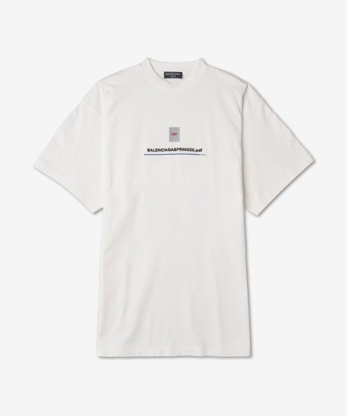 MUSINSA | BALENCIAGA Men's Oversized Logo T-Shirt - White / 676589TLVF79016