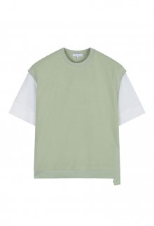 [23SS] LJS41111 라임그린 오버핏 니트 베스트 믹스 티셔츠