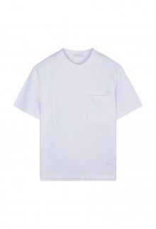 LJS41188 화이트 세미오버핏 포켓 반팔 티셔츠