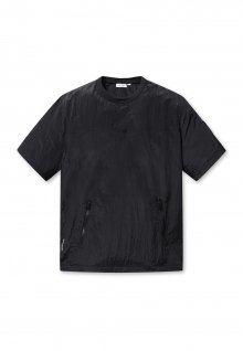 Wrinkled Nylon Metal Woven T-shirt_G4TAM23381BKX