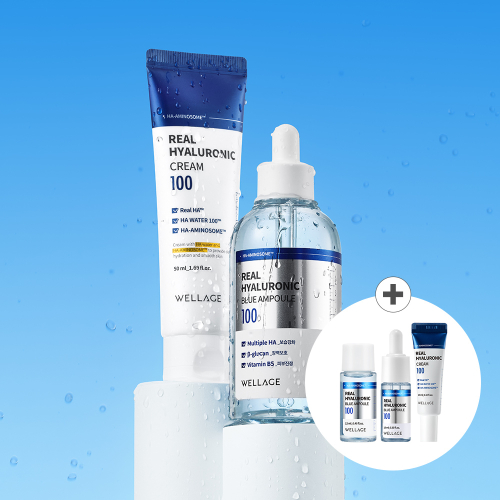 웰라쥬() [2종세트/증정] 리얼 히알루로닉 앰플 100ml+크림 80ml (+토너12ml, 앰플10ml, 크림10ml 증정) 상품 이미지