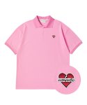 비욘드클로젯(BEYOND CLOSET) 노맨틱 로고 피케이 반팔 카라 티셔츠 핑크