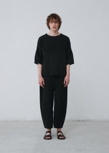 Organic cotton oval silhouette pants_Forest
