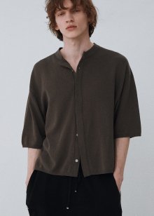 Super fine cotton china collar shirt_Mushroom