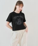 오오엠엘(5OML) 플라워캣 크롭 반팔 티셔츠 (블랙)