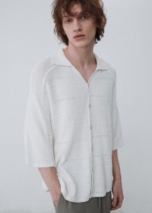 Cotton boucle crochet shirts_Off white