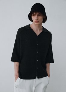 Cotton boucle crochet shirts_Forest