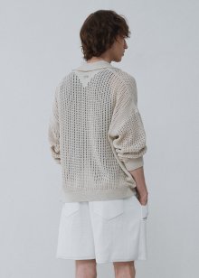 Pure cotton crochet cardigan_Green tea