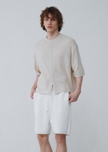 Linen cotton flap pocket shorts_Off white