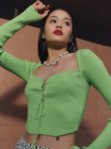 CORSET POINT KNIT SLEEVE LIME