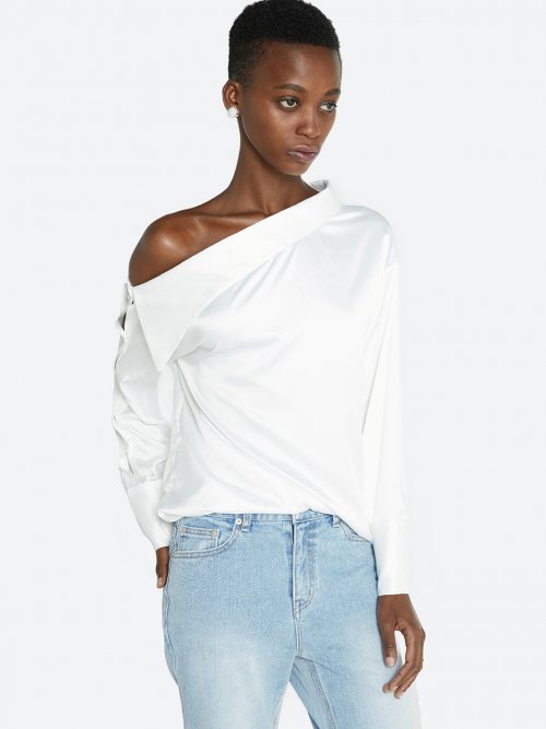 MUSINSA HAVELESS EVORN ONE SHOULDER BLOUSE WHITE