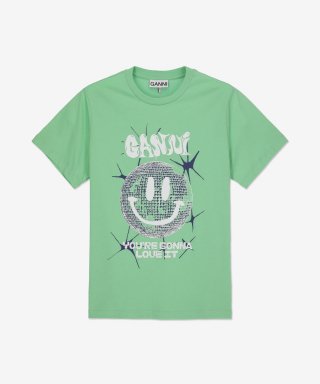 가니(GANNI) 스마일리 릴렉스드 반소매 티셔츠 - 피포드 / T33594...