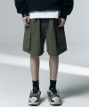 Nylon Big Pocket Wide Shorts - Khaki