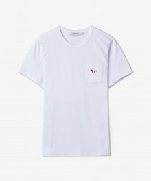 여성 트리컬러 폭스 패치 클래식 포켓 반소매 티셔츠 - 화이트 / FW00107KJ0010P100