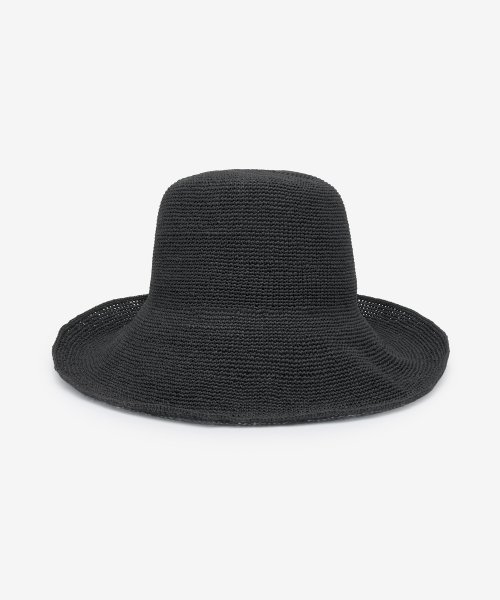 Black straw sales bucket hat