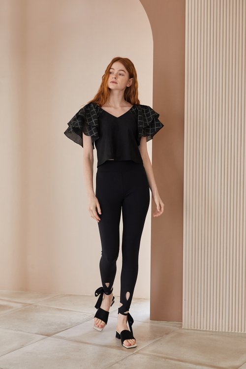 Легинсы с высокой талией и бантом Slim Fit Black