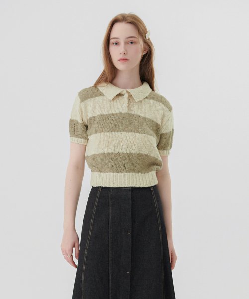 Odd Stripe Collar Knit
