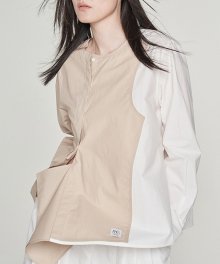 [여성] Unbalanced Raw Cutting Patched Shirt_RQSAS23541BEX