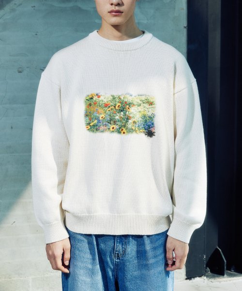 Пушистый вязаный свитер Floral Ivory