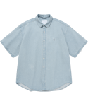 커버낫(COVERNAT) C 로고 데님 하프 셔츠 라이트 블루