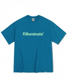 오버핏 솔리드 로고 티셔츠-블루