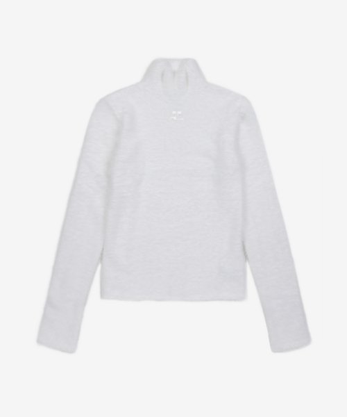 꾸레쥬(courreges) 헤어리 슬림 니트 - 화이트 / 322MPU044FI00130010