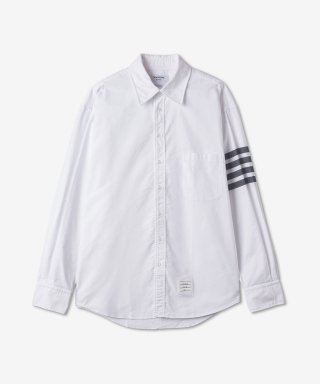 톰브라운(THOM BROWNE) 남성 옥스포드 4-바 오버사이즈 버튼 다운 셔츠 - 화이트 / MWL381A00245415