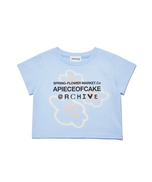 MUSINSA APIECEOFCAKE Flower Bear Crop Tee_Sky Blue