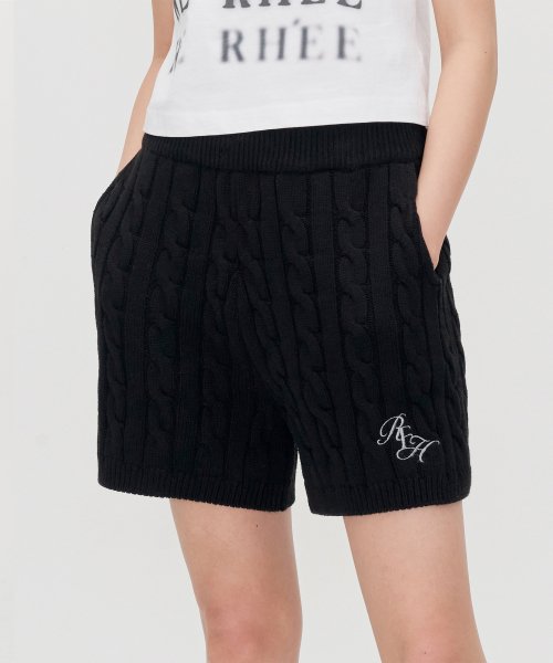 CABLE KNIT SHORTS BLACK