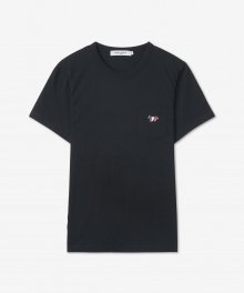 여성 트리컬러 폭스 패치 클래식 포켓 반소매 티셔츠 - 블랙 / FW00107KJ0010P199