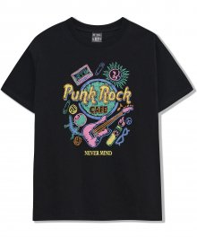펑크록 크레용 그래픽 티셔츠 (블랙)